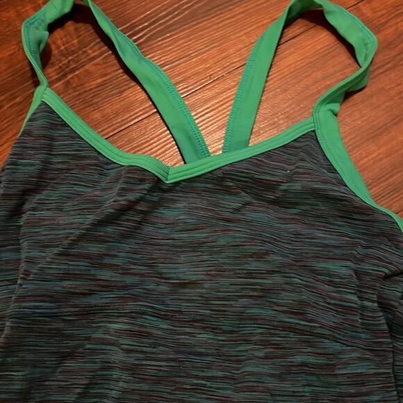 All Yoga Workout Tank - WORN ONCE - Green Striped Tank, Size Small, Built in Bra - Picture 2 of 3